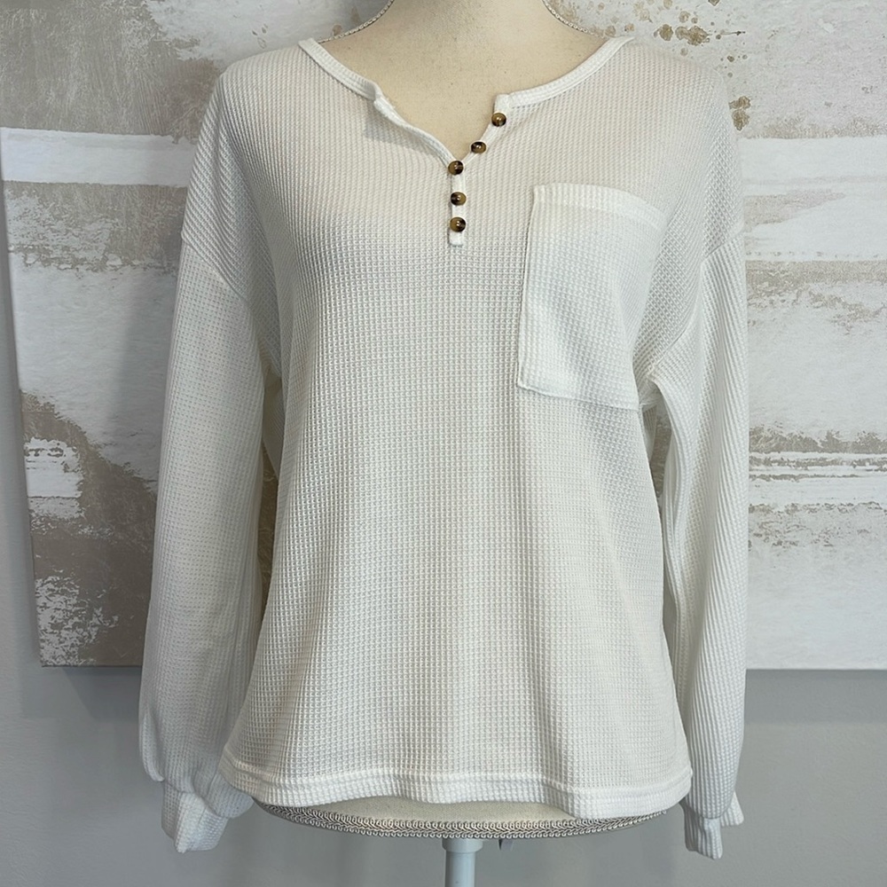 Waffle Knit Long Sleeve Top